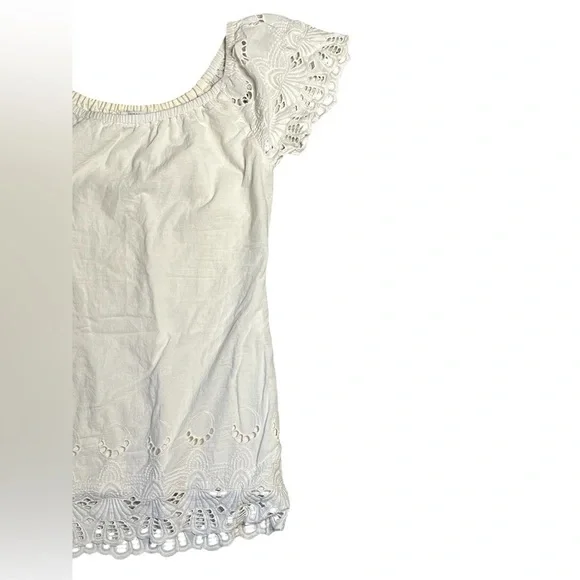 Evereve Eyelet Lace Dress Off The Shoulder Scalloped Edge Women's XS - Picture 3 of 5